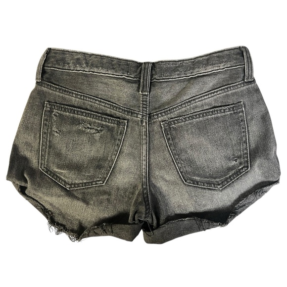 We The Free Jean Shorts‎ 25 Button Fly  Washed Black Rolled Cut Off Distressed - Picture 5 of 11
